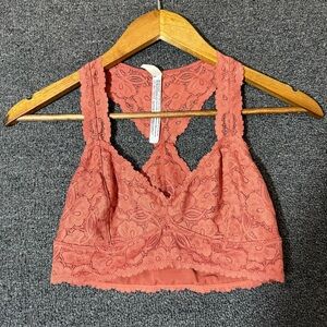 Free People Lace Bralette in Coral Orange, Women’s Small